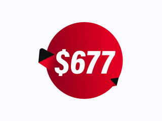 $677 USD sticker vector illustration
