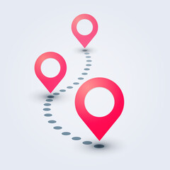 Fototapeta premium GPS Tracker Concept. Pointer On Dotted Line.