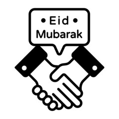 Eid Mubarook by shaking hands Concept, Handshaking Vector color Icon Design, Ramazan and Eid al-Fitr Symbol, Islamic and Muslims fasting Sign, Arabic holidays celebration stock illustration