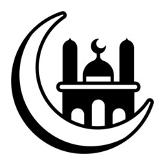 crescent moon on top of mosque Concept, Moon Sighting Vector Icon Design, Ramazan and Eid al-Fitr Symbol, Islamic and Muslims fasting Sign, Arabic holidays celebration stock illustration