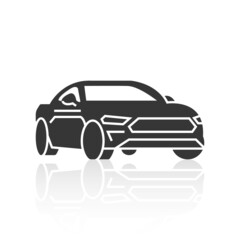 solid icons for black car front and shadow,vector illustrations