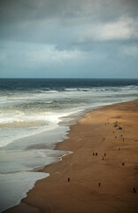 View of beach and Atlantic coast in Nazaré, Portugal