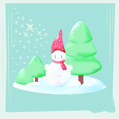 christmas card with snowman