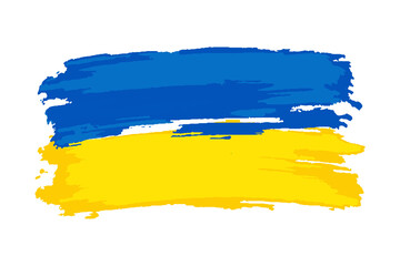 Obraz premium Brush painted grunge flag of country. Independence day of Ukraine. Abstract creative painted grunge brush flag background.Flag of Ukraine on an isolated white background