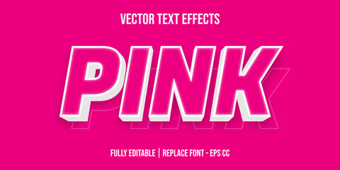 Pink vector text effects with both white and pink color effects