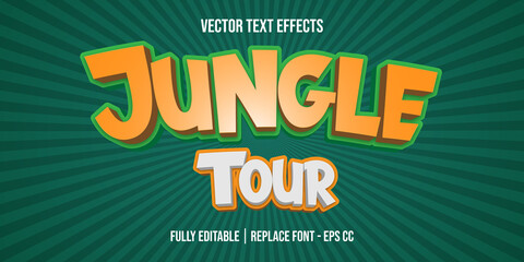 Jungle tour vector text effects with green color effects