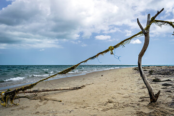 Remains of fisherman net on the sea shore of Dhanushyakodi, Rameshwaram, India