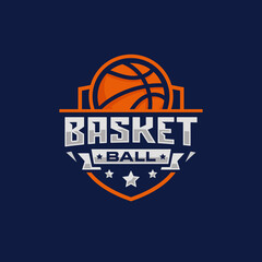 Basketball team emblem logo design vector illustration