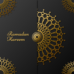 Ramadan kareem with golden mandala creative design