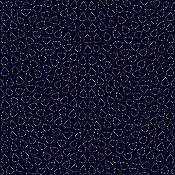 Vector seamless wavy pattern with fish scale layout. Small water drops, seigaiha black and white background, peacock tail shape pattern