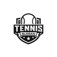 Tennis emblem logo design vector illustration