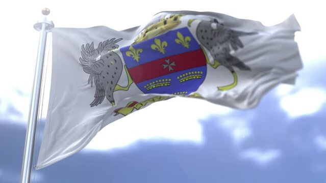 Saint Barthelemy flag waving against the sky. High quality 4k footage