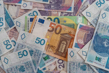Business and economy concept exchange pln polish money to euro