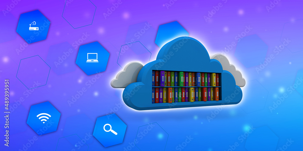 Poster 3d rendering cloud folder network
