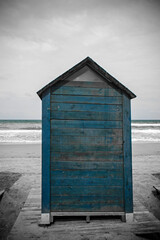 Colored booths on the beach