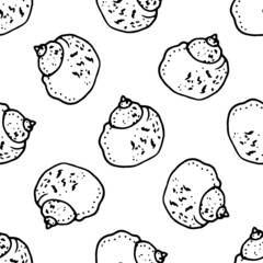 a pattern from a seashell. seamless pattern of hand-drawn doodle style, seashell spiral, with dash dots texture isolated black outline chaotically on white for a summer design template