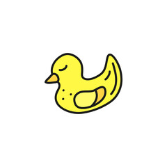 Doodle colored rubber duck icon.