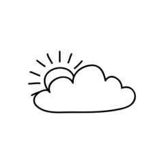 Doodle cloud with sun.
