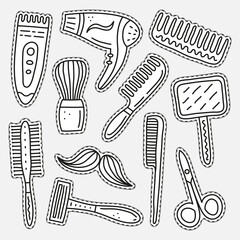 Set of stickers for barber shop.