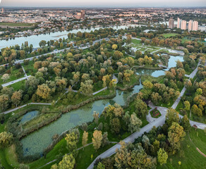 aerial view of the Danube park in Vienna 