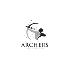 Obraz premium creative archers logo design, simple unique archery logo, clean and conceptual logo, vector template icon