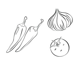 Line art, vegetables Drawing red chili Drawings, potato Vegetables, Draws