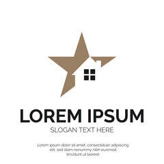 Star and House Logo Vector Design