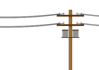 Electric pole vector. electric pole on white background. free space for text. copy space. - obrazy, fototapety, plakaty