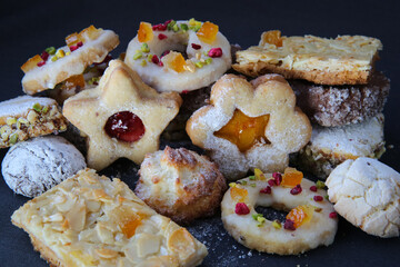 shortbread cookies on a dark background