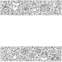 Poster with doodles for baby shower.