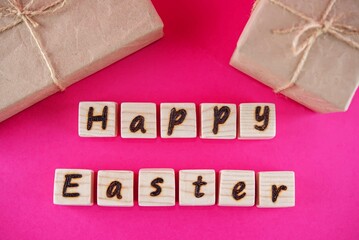 Easter background with cubes, gift
