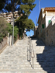 Steep stairway at Cala Mayor, Mallorca, Balearic Islands, Spain