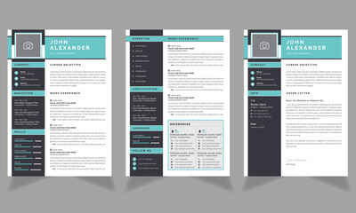 Dark Sidebar Resume and Cover Letter Layout Set with vector design Accent