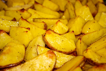Baked potatoes with large pieces