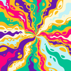 Abstract colorful psychedelic groovy background.