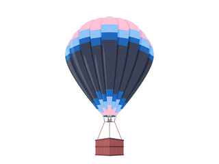Hot air balloon illustration. Balloon ride. Color flat design illustration on a white background. Vector.