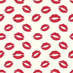 Seamless international kissing day pattern with kiss mark.