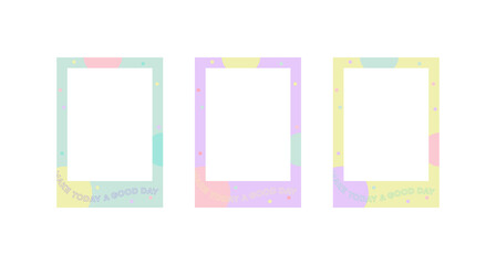 Cute pastel color photo frame frame illustration set.