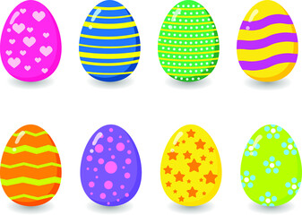 Vector illustration of a collection of Easter eggs on a white background