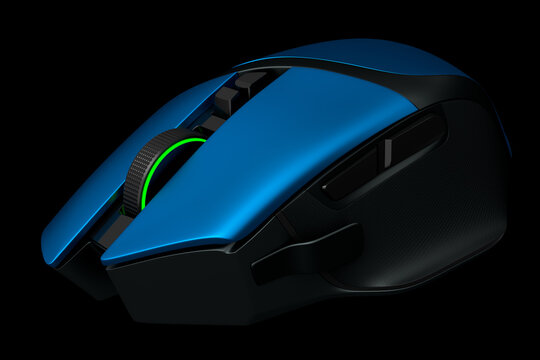 Modern wireless gaming computer mouse isolated on black background
