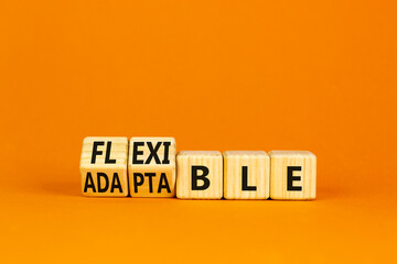 Adaptable or flexible symbol. Turned wooden cubes and changed the word Adaptable to Flexible....