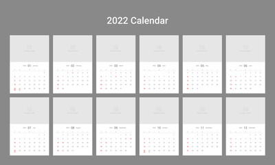 2022 calendar template illustration set