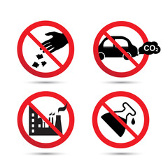 Stop Pollution icon set concept