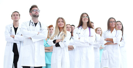 in full growth. doctors and interns standing together.