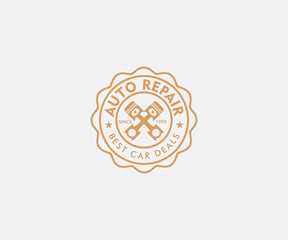 Car repair logo template. Car repairing vector design. Automobile and gear logotype