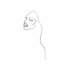 Woman abstract portrait, continuous line drawing, face of the girl is a single line on a white background,  Vector illustration. Tattoo, print and logo design for a spa or beauty salon. Line art.