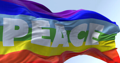 the rainbow flag of peace flying