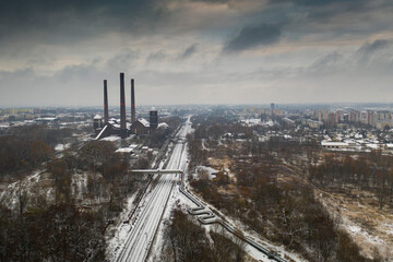 Landscape of industry: mine factories smelters railway 