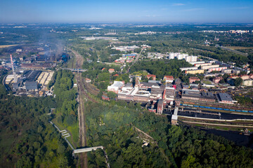 Landscape of industry: mine factories smelters railway 