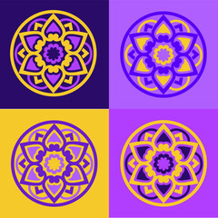 illustration flower floral motif petals purple yellow wrap seamless repeat pattern tile